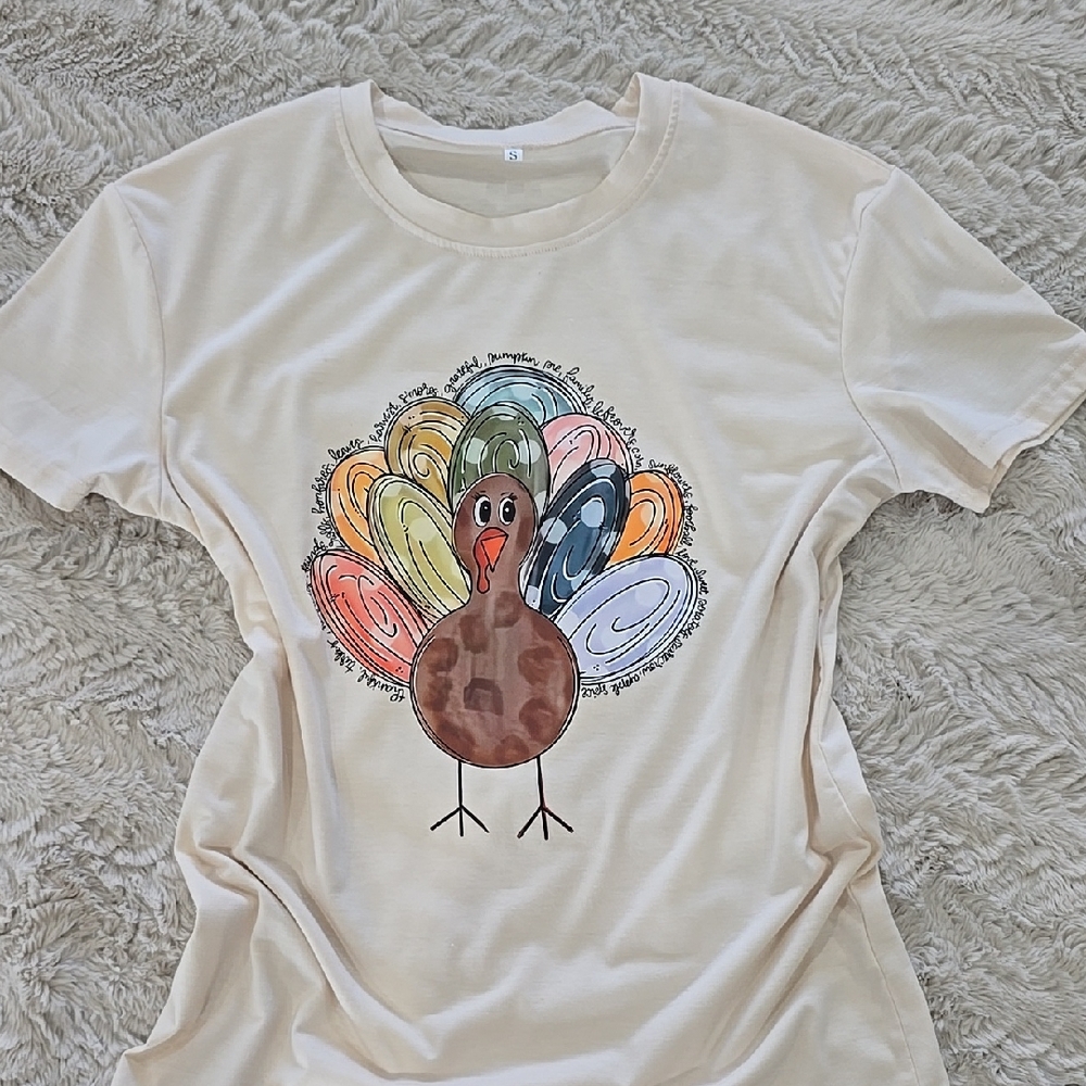 Cream Turkey Graphic T-Shirt